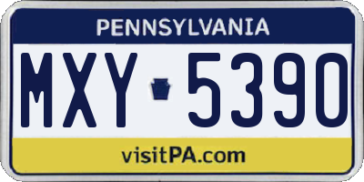 PA license plate MXY5390