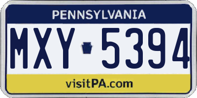 PA license plate MXY5394