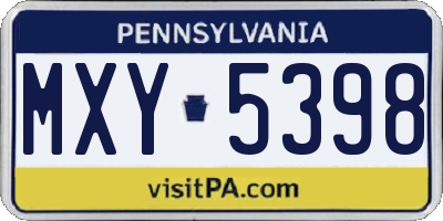 PA license plate MXY5398
