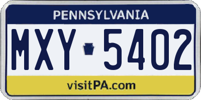 PA license plate MXY5402