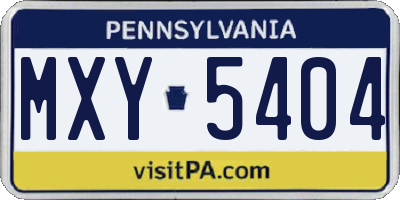PA license plate MXY5404