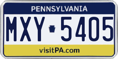 PA license plate MXY5405