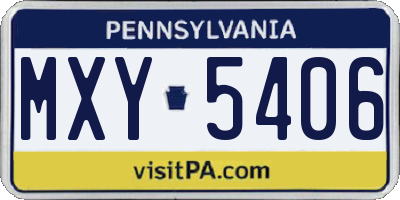 PA license plate MXY5406