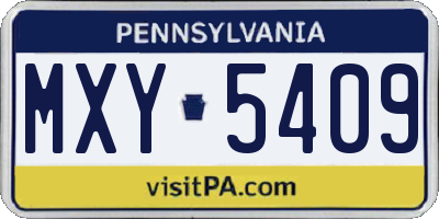 PA license plate MXY5409
