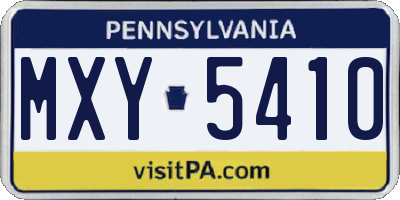 PA license plate MXY5410