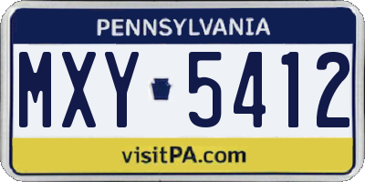 PA license plate MXY5412