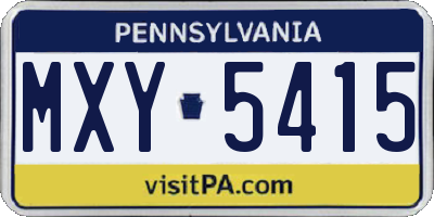 PA license plate MXY5415