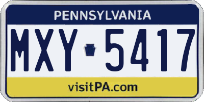 PA license plate MXY5417