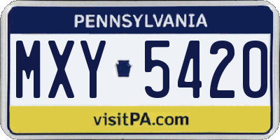 PA license plate MXY5420