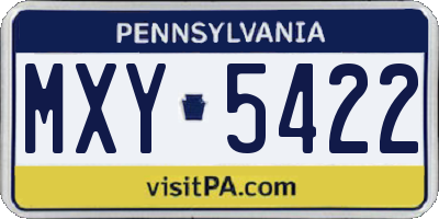 PA license plate MXY5422