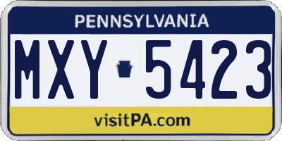PA license plate MXY5423