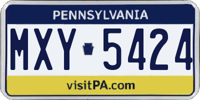 PA license plate MXY5424