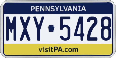 PA license plate MXY5428