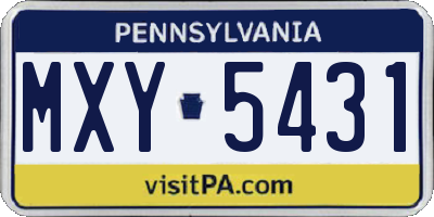 PA license plate MXY5431