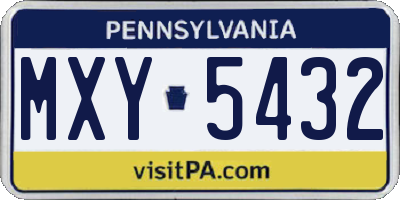 PA license plate MXY5432