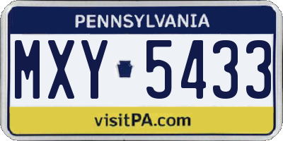 PA license plate MXY5433