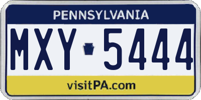 PA license plate MXY5444