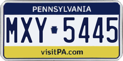 PA license plate MXY5445