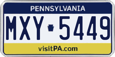 PA license plate MXY5449