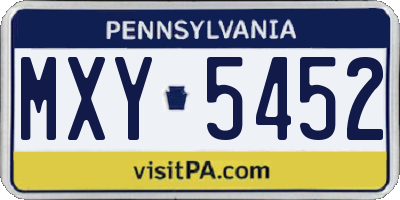 PA license plate MXY5452