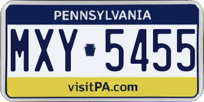 PA license plate MXY5455