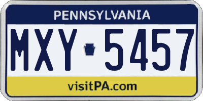 PA license plate MXY5457