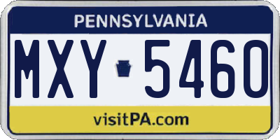 PA license plate MXY5460