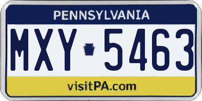 PA license plate MXY5463