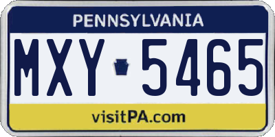 PA license plate MXY5465