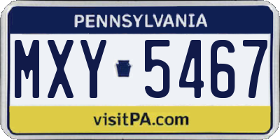 PA license plate MXY5467