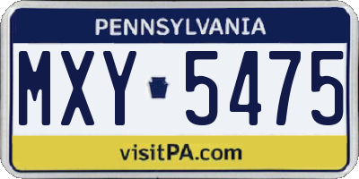 PA license plate MXY5475