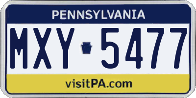 PA license plate MXY5477