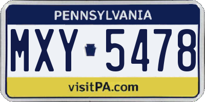 PA license plate MXY5478