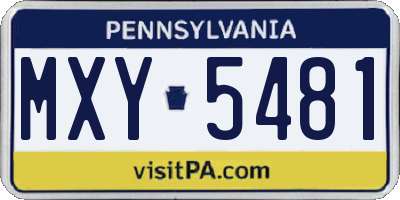 PA license plate MXY5481