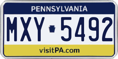 PA license plate MXY5492
