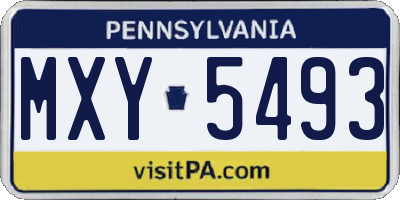 PA license plate MXY5493