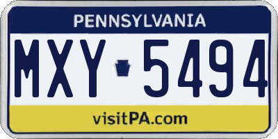 PA license plate MXY5494