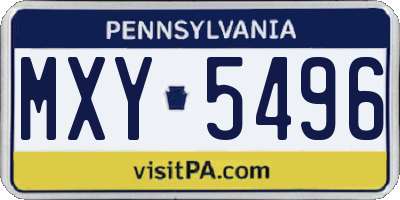 PA license plate MXY5496