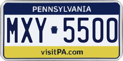 PA license plate MXY5500