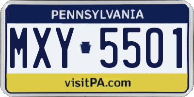 PA license plate MXY5501