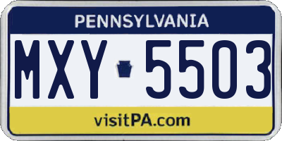 PA license plate MXY5503