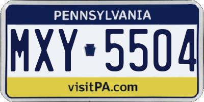 PA license plate MXY5504