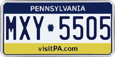 PA license plate MXY5505