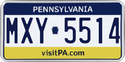 PA license plate MXY5514