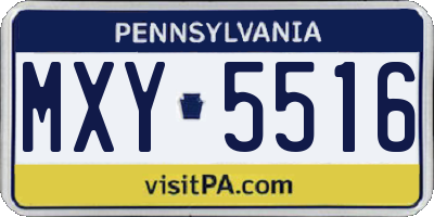 PA license plate MXY5516