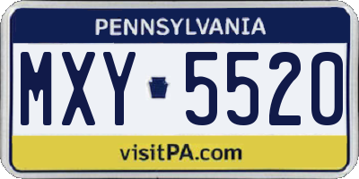 PA license plate MXY5520