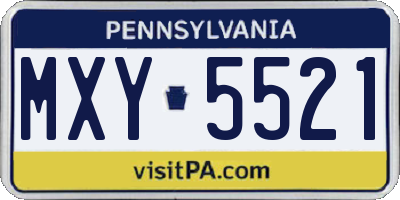 PA license plate MXY5521
