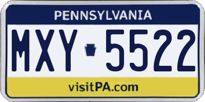 PA license plate MXY5522