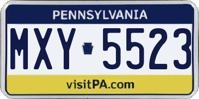 PA license plate MXY5523