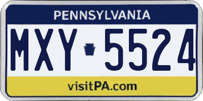 PA license plate MXY5524